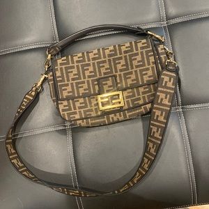 100% authentic fendi zucca canvas baguette bag